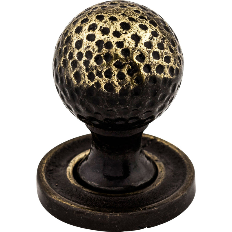 Paris Knob Mottled 1 1/4 Inch w/Backplate Dark Antique Brass