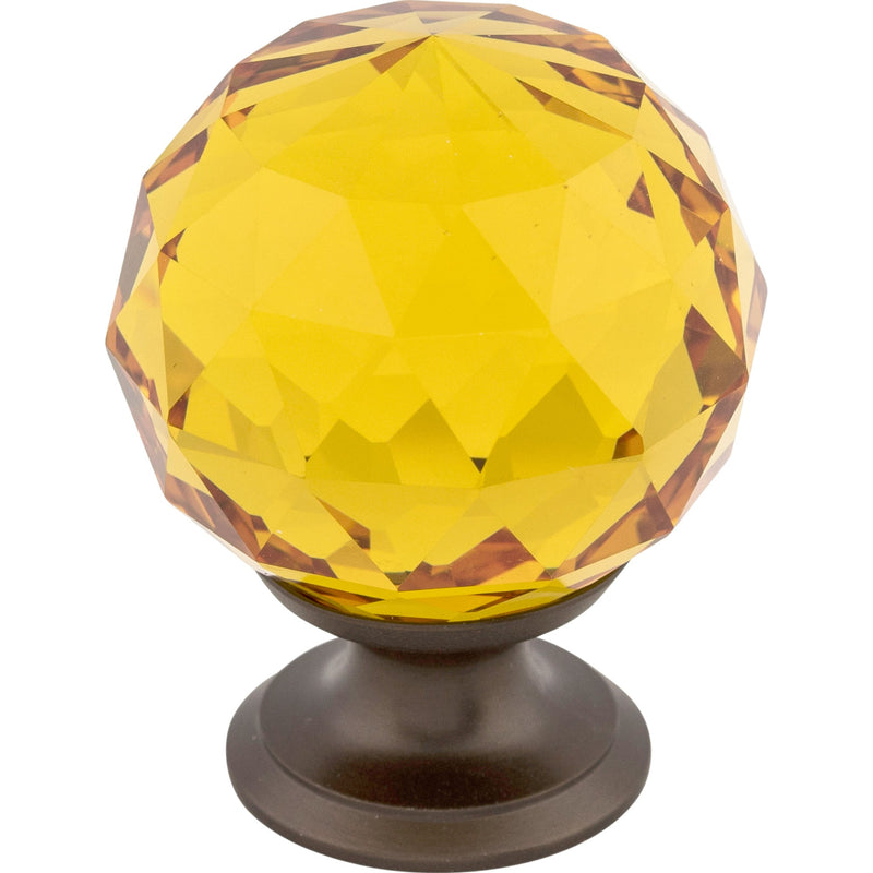 Amber Crystal Knob 1 3/8 Inch Oil Rubbed Bronze Base